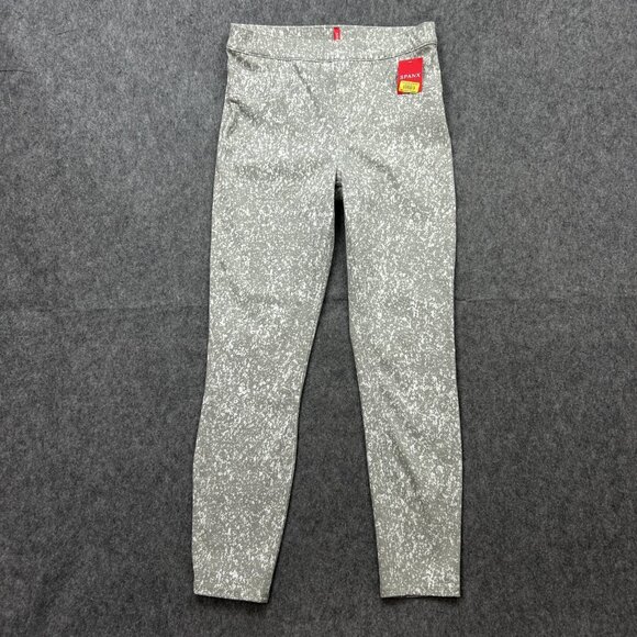 Spanx Jean-Ish Pull On Ankle Leggings Women's Size Medium White Gray Print NWT - Picture 2 of 14